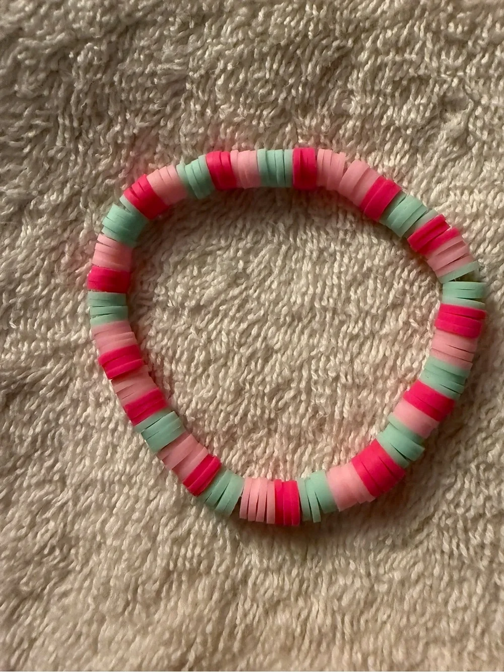 Kids Beaded Stretch Bracelet in Pink & Mint - Unbranded